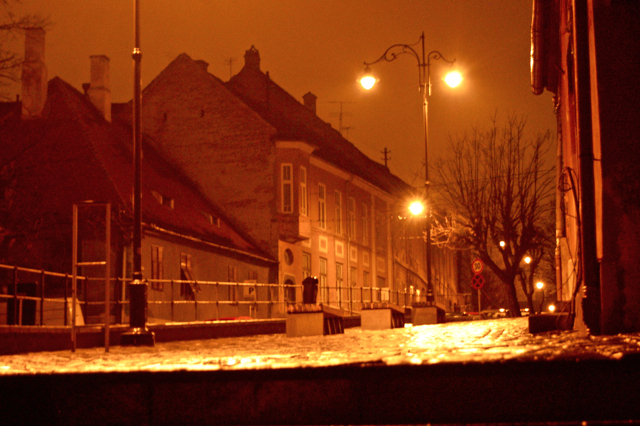 Sibiu street at night