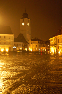 Piata Mare in Sibiu at Night